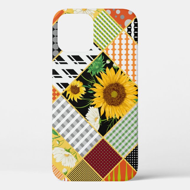 Coques Case-Mate iPhone Tournesol Chamomile, Patchwork Aquarelle. (Verso)