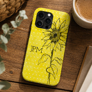 Case-Mate iPhone Case Tournesol dessiné à la main de style campagne jaun