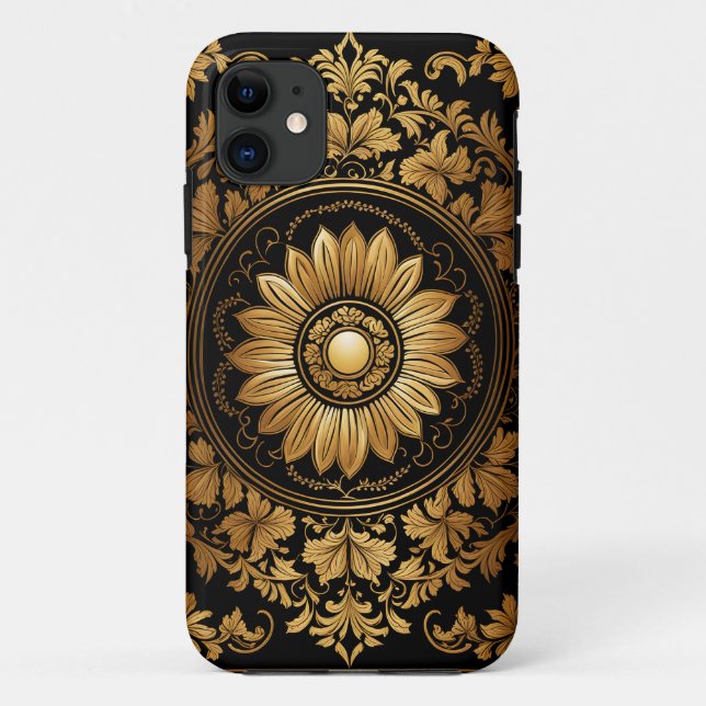 Coques Case-Mate iPhone Tournesol d'or dans Ornate Baroque (Dos)