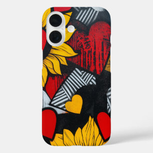 Coques iPhone 16 tournesol et coeurs