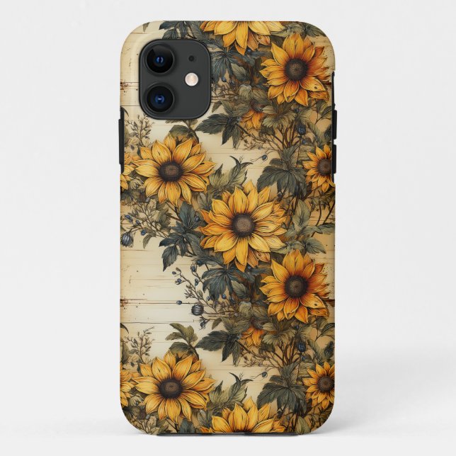 Coques Case-Mate iPhone Tournesol rustique Shabby Chic Fleur Floral (Dos)