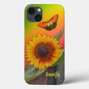 Case-Mate iPhone Case Tournesol sur arrière - plan coloré et nom personn