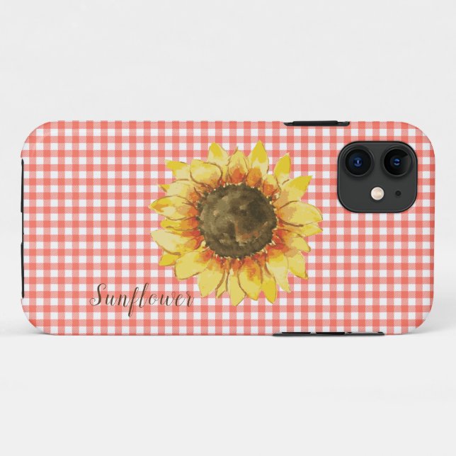 Coques Case-Mate iPhone Tournesol sur Gingham  (Dos (Horizontal))