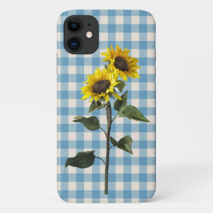Case-Mate iPhone Case Tournesols à carreaux bleu et blanc