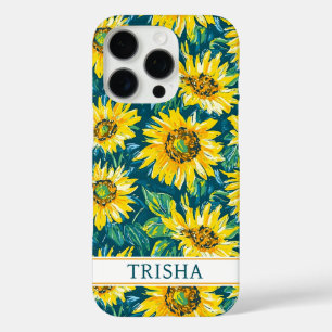 Coques iPhone 16 Pro Tournesols Modernes Monogrammés