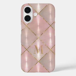 Coques iPhone 16 TOUTES LES INITIALES Mère rose de Pearl Gold Monog