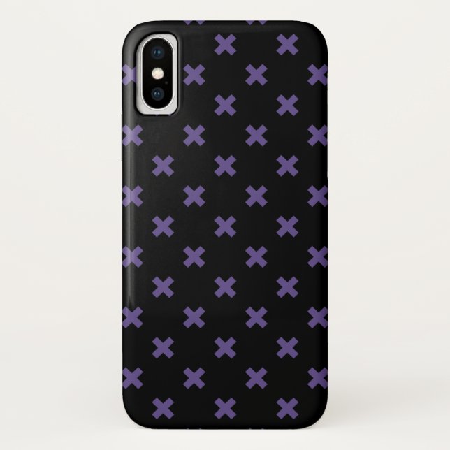 Coques Case-Mate iPhone Traces croisées ultra violettes sur noir (Dos)