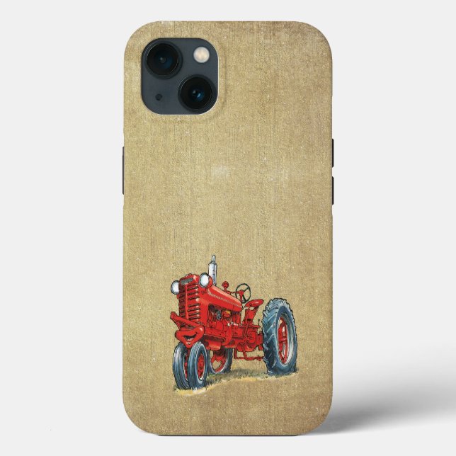 Coques Case-Mate iPhone Tracteur de ferme rouge rétro (Verso)