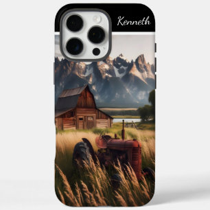 Coques iPhone 16 Pro Max Tracteur rustique sous des pics neigeux