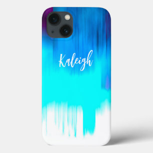 Case-Mate iPhone Case traits de peinture bleu et turquoise ajouter votre