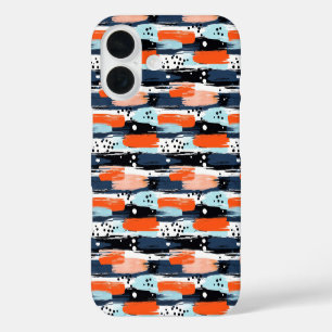 Coques iPhone 16 Traits de pinceau abstraits bleu orange