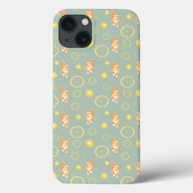 Coques Case-Mate iPhone tranche de citron et motif de chat (Verso)