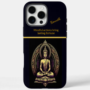 Coques iPhone 16 Pro Max Tranquille Bouddha d'or en méditation