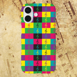 Coques iPhone 16 Treble Clef Music Motif Bright