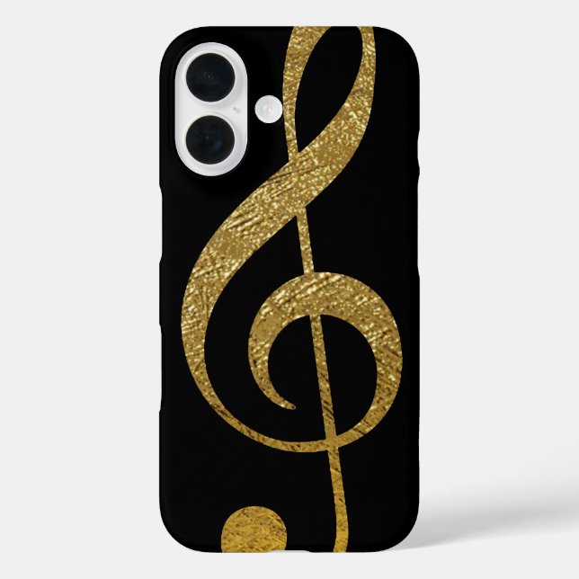 Coques Case-Mate iPhone Treble Clef - note de musique fausse or (Verso)