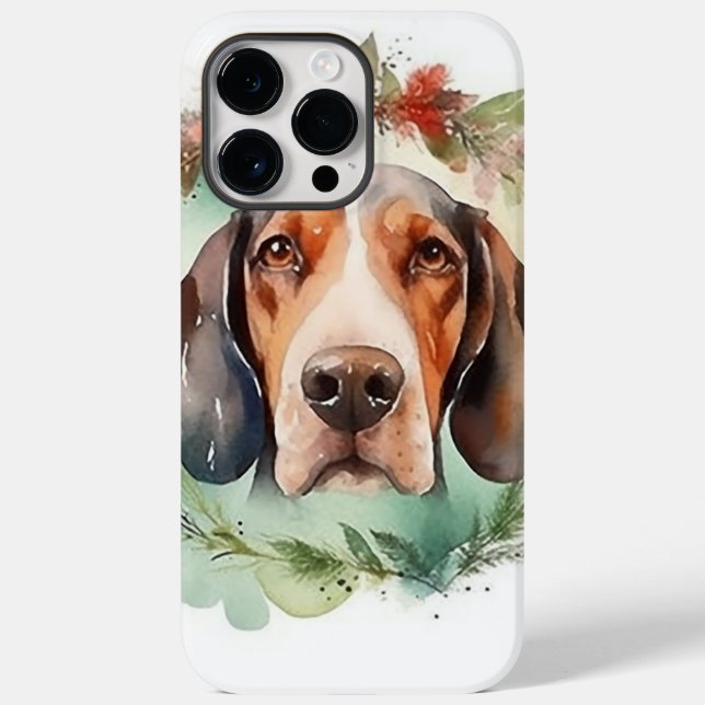 Coques Case-Mate iPhone Treeing Walker Christmas Wreath Festive Pup (Verso)