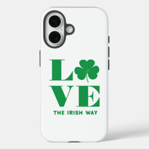 Coques iPhone 16 Trèfle Shamrock Irlandais Personnalisé Vert Blanc