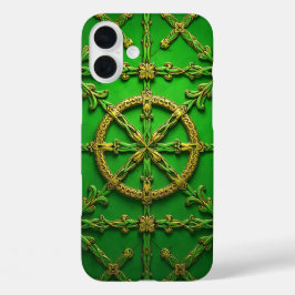 COQUES iPhone 16 PLUS TRÈFLES IRLANDAIS CELTIQUES VERT ET OR
