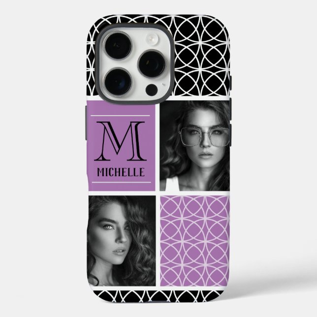 Coques Case-Mate iPhone Trellis Motif Photo Collage & Monogramme (Verso)