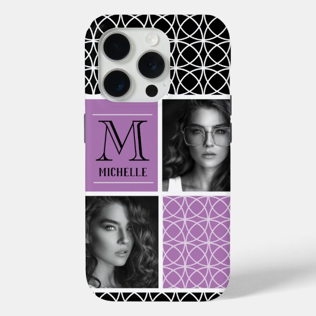 Coques Case-Mate iPhone Trellis Motif Photo Collage & Monogramme (Verso)