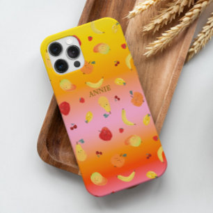 Coques iPhone 16 Pro Trendy Cute Tie Dye Jaune Orange Fruits Motif