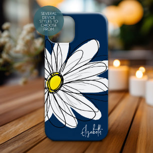 Coque Pour iPhone 15 Trendy Daisy Floral Illustration Custom name