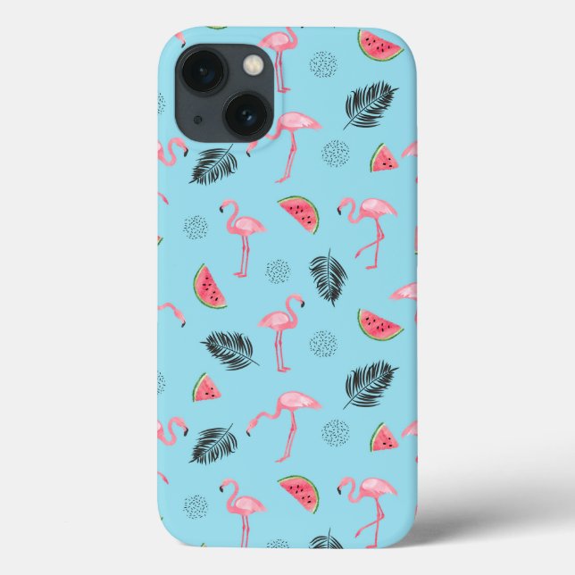 Coques Case-Mate iPhone Trendy Tropical Flamingo & Watermelon Pattern (Verso)