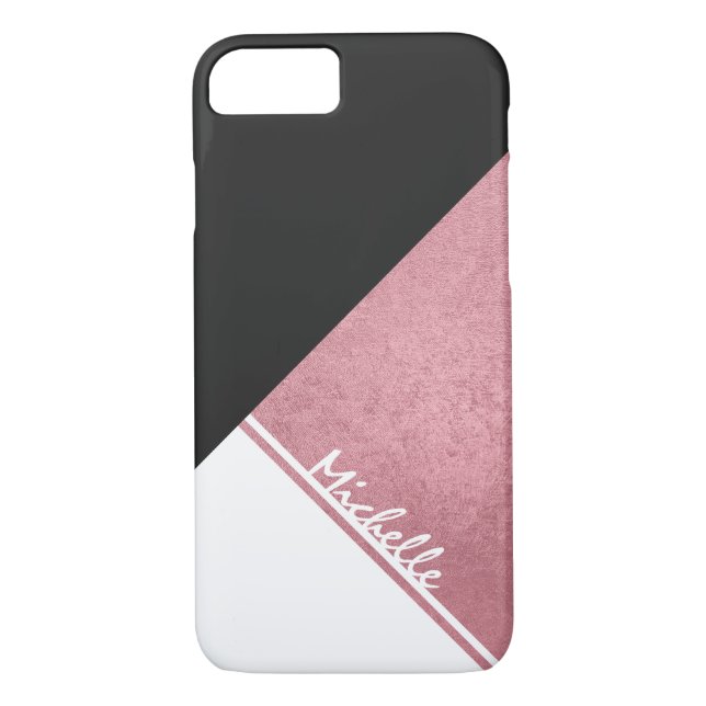 Coques Case-Mate iPhone Triangle Noir Or Rose blanche moderne (Dos)