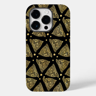 Coque Pour iPhone 14 Pro Triangles de texture or Motif moderne