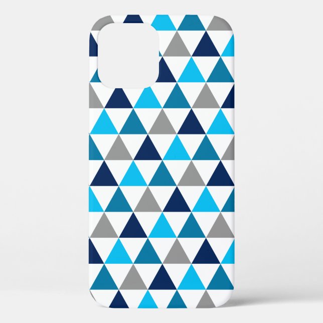 Coques Case-Mate iPhone Triangles géométriques gris bleu moderne Motif (Verso)