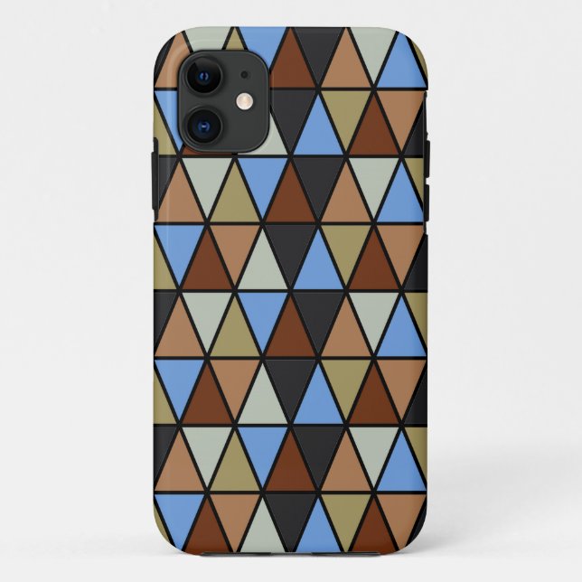 Coques Case-Mate iPhone Triangles géométriques modernes, bleu Brown et bei (Dos)
