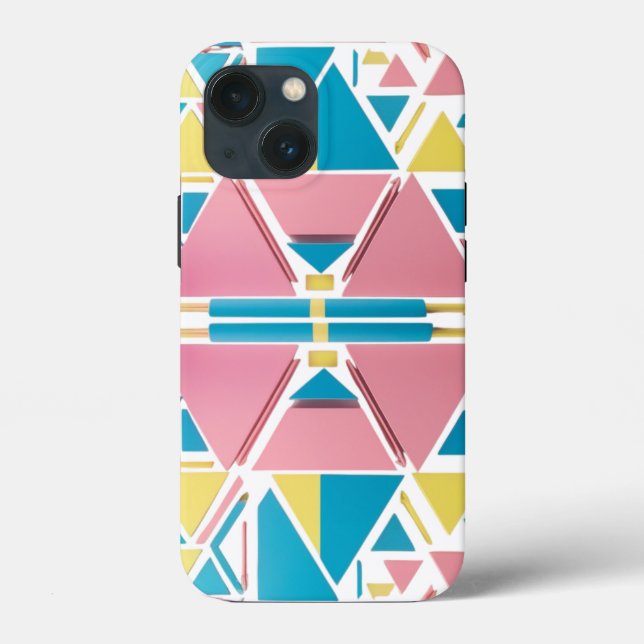 Coques Case-Mate iPhone Triangles Géométriques Pastel - Pomme Rétro Modern (Verso)