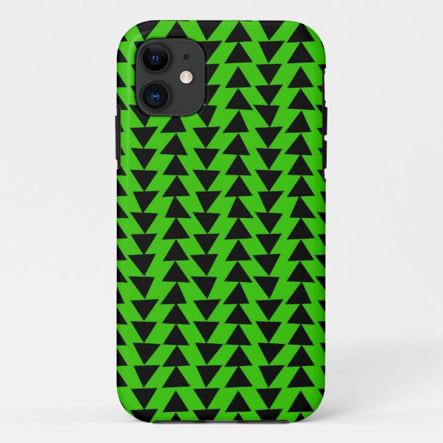 Coques Case-Mate iPhone Triangles irréguliers - Noir sur vert (Dos)