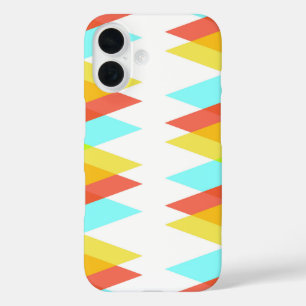 Coques iPhone 16 Triangles jaunes, rouges et bleus cadets