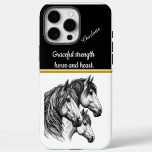 Coques iPhone 16 Pro Max Trio majestueux de chevaux capturé dans un détail 
