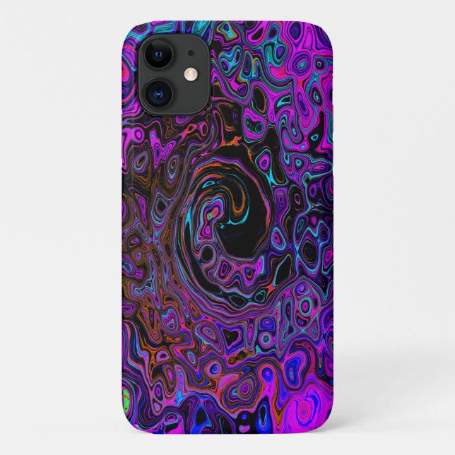 Coques Case-Mate iPhone Trippy Black et Magenta Retro Liquid Swirl (Dos)