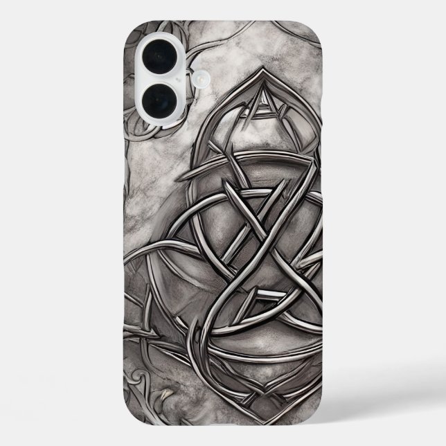 Coques Case-Mate iPhone Triquetra Trinity Knot Silvery Pewter Faux Metal (Verso)