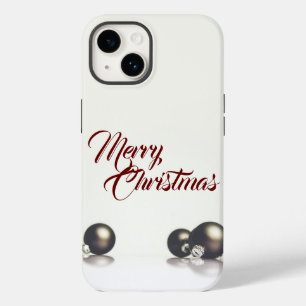 Coque Pour iPhone 14 Trois boules de noël devant un arrière - plan lége