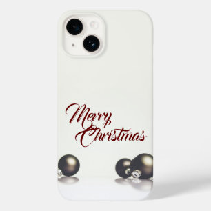 Coque Pour iPhone 14 Trois boules de noël devant un arrière - plan lége