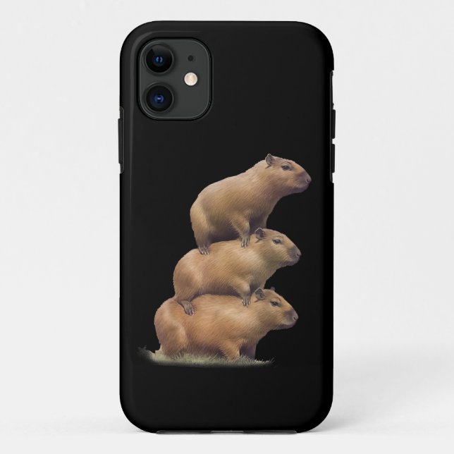 Coques Case-Mate iPhone Trois Capybaras Funny Capybara Humour Stack Animal (Dos)