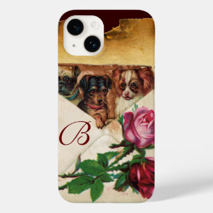 COQUES POUR iPhone TROIS DOGGIES AVEC MONOGRAM ROSE