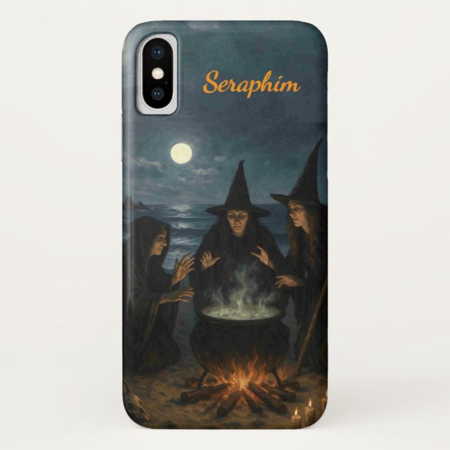 Coques Case-Mate iPhone Trois Sorcières Brew Cauldron Pleine lune Nom de p (Dos)
