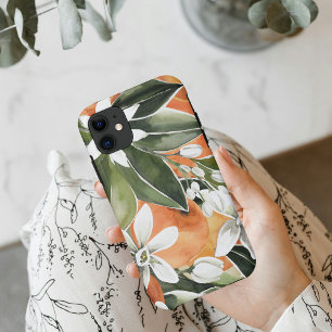 Case-Mate iPhone Case Tropcal Orange & Flowers Watercolor Pattern