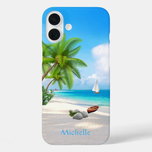 Coques Case-Mate iPhone Tropical Beach Nom personnalisé (Verso)