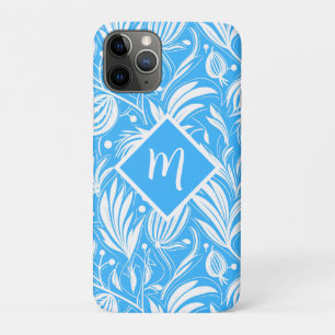 Case-Mate iPhone Case Tropical Blue Floral Pattern Diamond Monogramme
