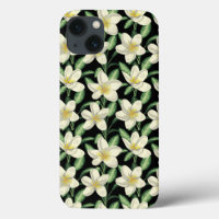 Tropical continu motif fleurs blanches feuille ver