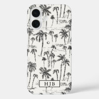 Tropical Palm Tree Toile croquis Monogramme