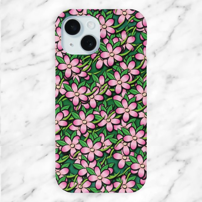 Coques Case-Mate iPhone Tropical rose et vert modèle floral (Créateur téléchargé)