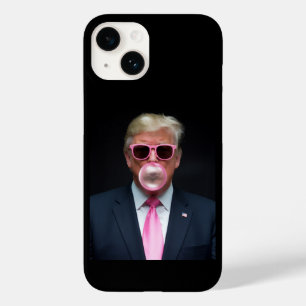 Coque Pour iPhone 14 Trump Pink Bubble Gum Président 47 USA