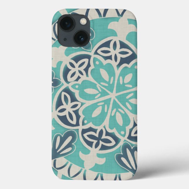 Coques Case-Mate iPhone Tuile bleue I de batik (Verso)